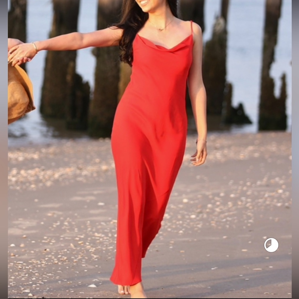 Zara Red Spaghetti Strap Maxi Gown - Picture 2 of 4